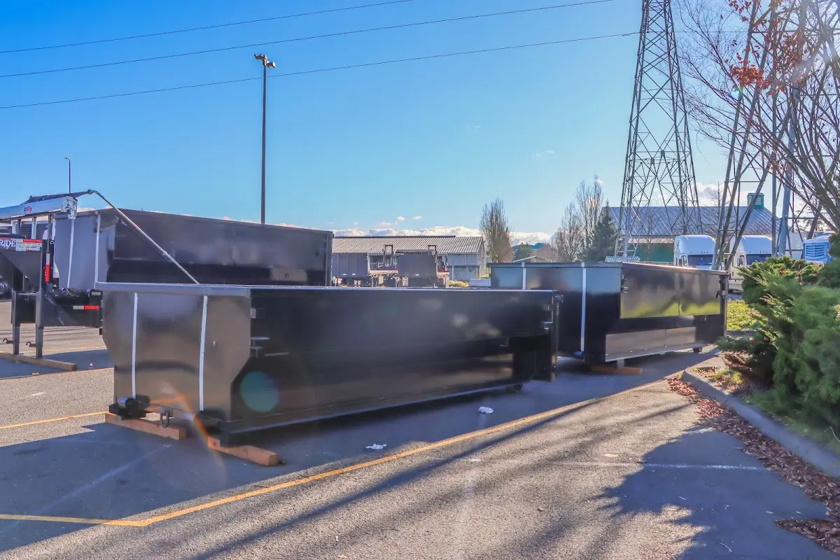 Roll-off dumpster ready for waste disposal at job site for Construction Dumpster Rental in Kronenwetter
